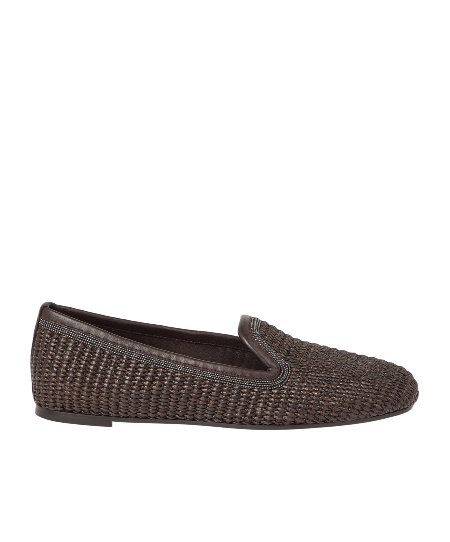 Brunello Cucinelli Raffia Braided Ballet Flats In Black