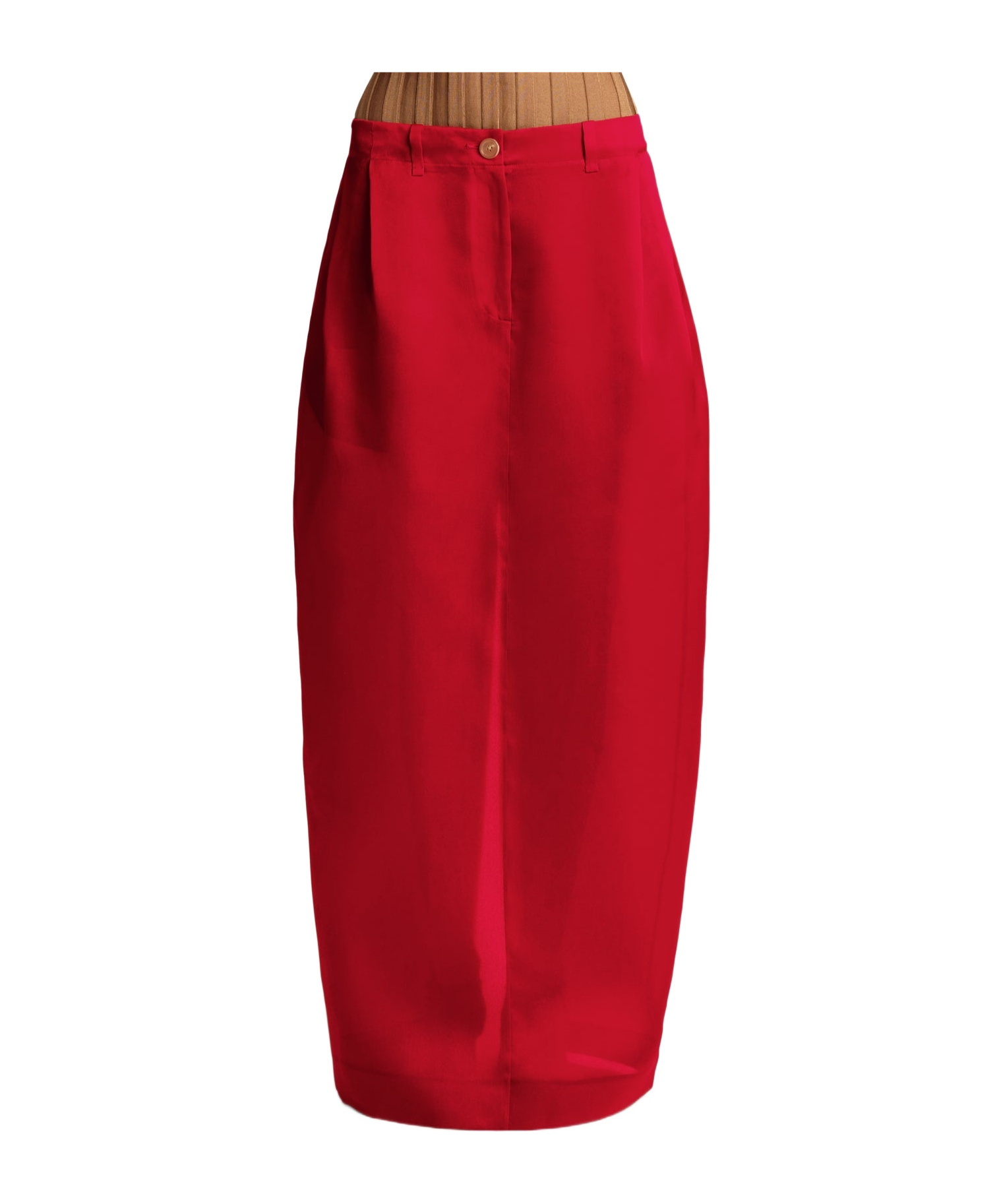 Khaite Lucian Pleated Silk Organza Maxi Skirt In Red