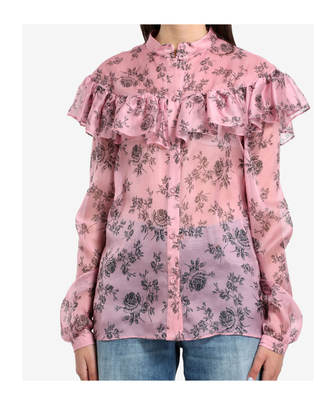 Philosophy Di Lorenzo Serafini Floral-print Ruffled Shirt In Multi