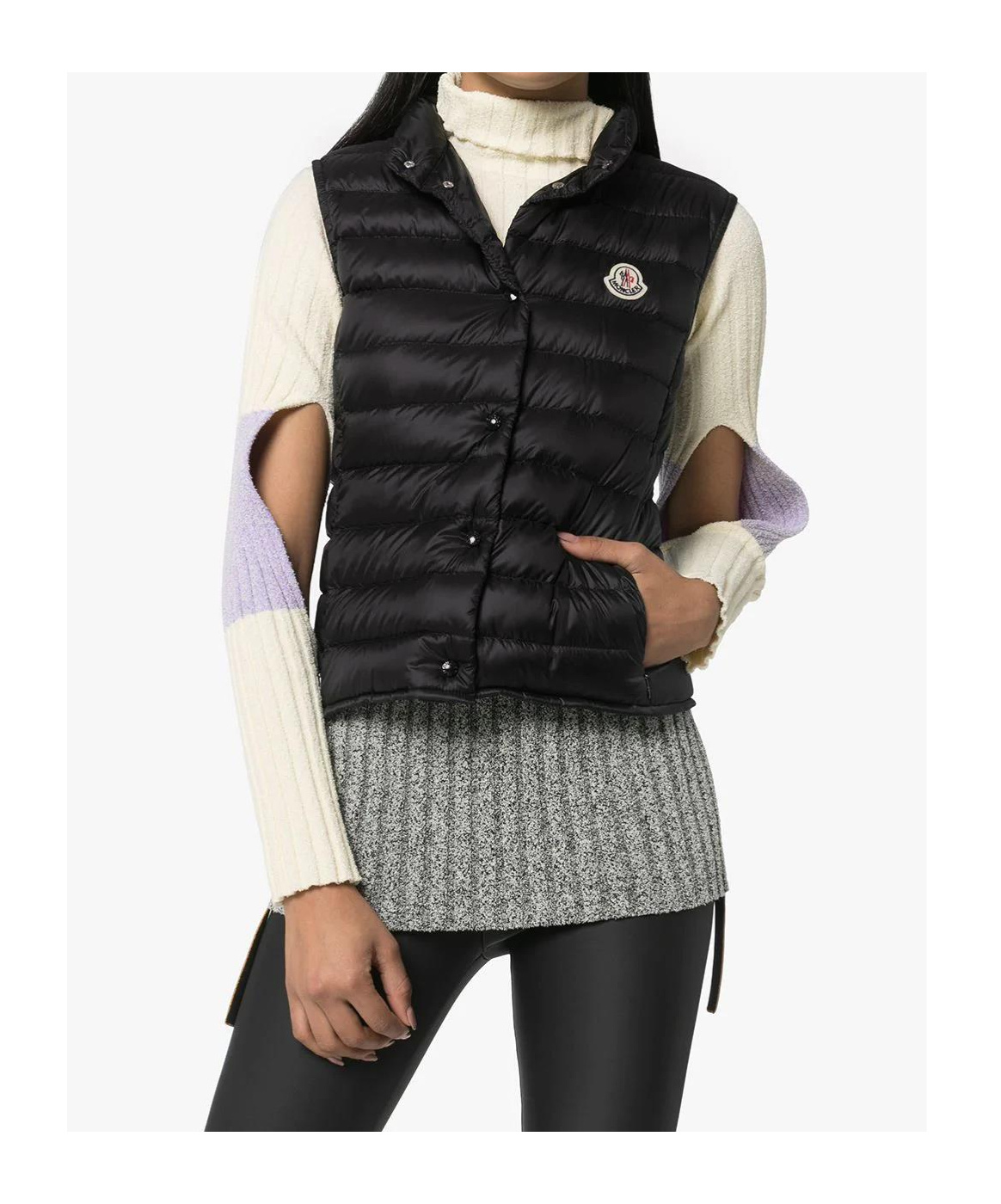 Moncler Glygos Puffer Vest W/ Hooded Collar In Black
