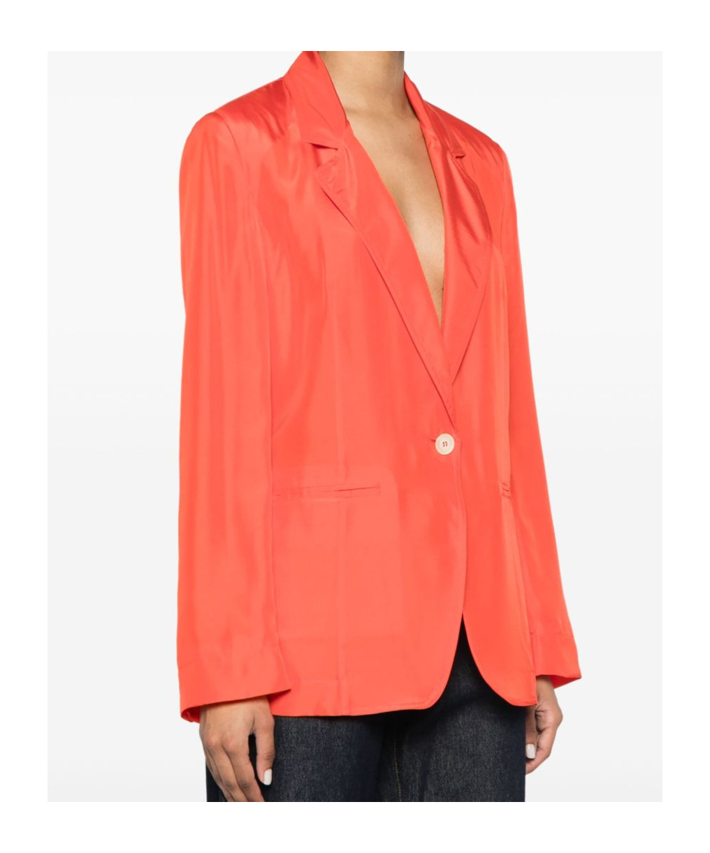 Shop Forte Forte Silk Blazer In Orange