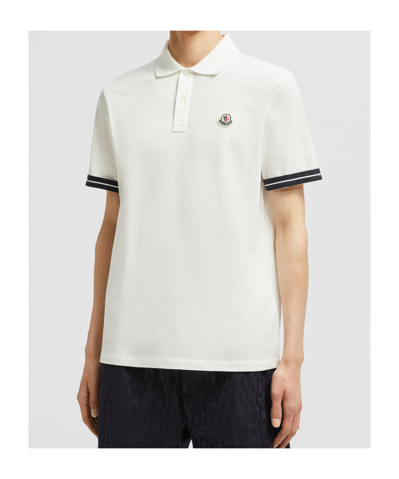 Moncler Polo Shirt With Lapel Short Sleeve In White