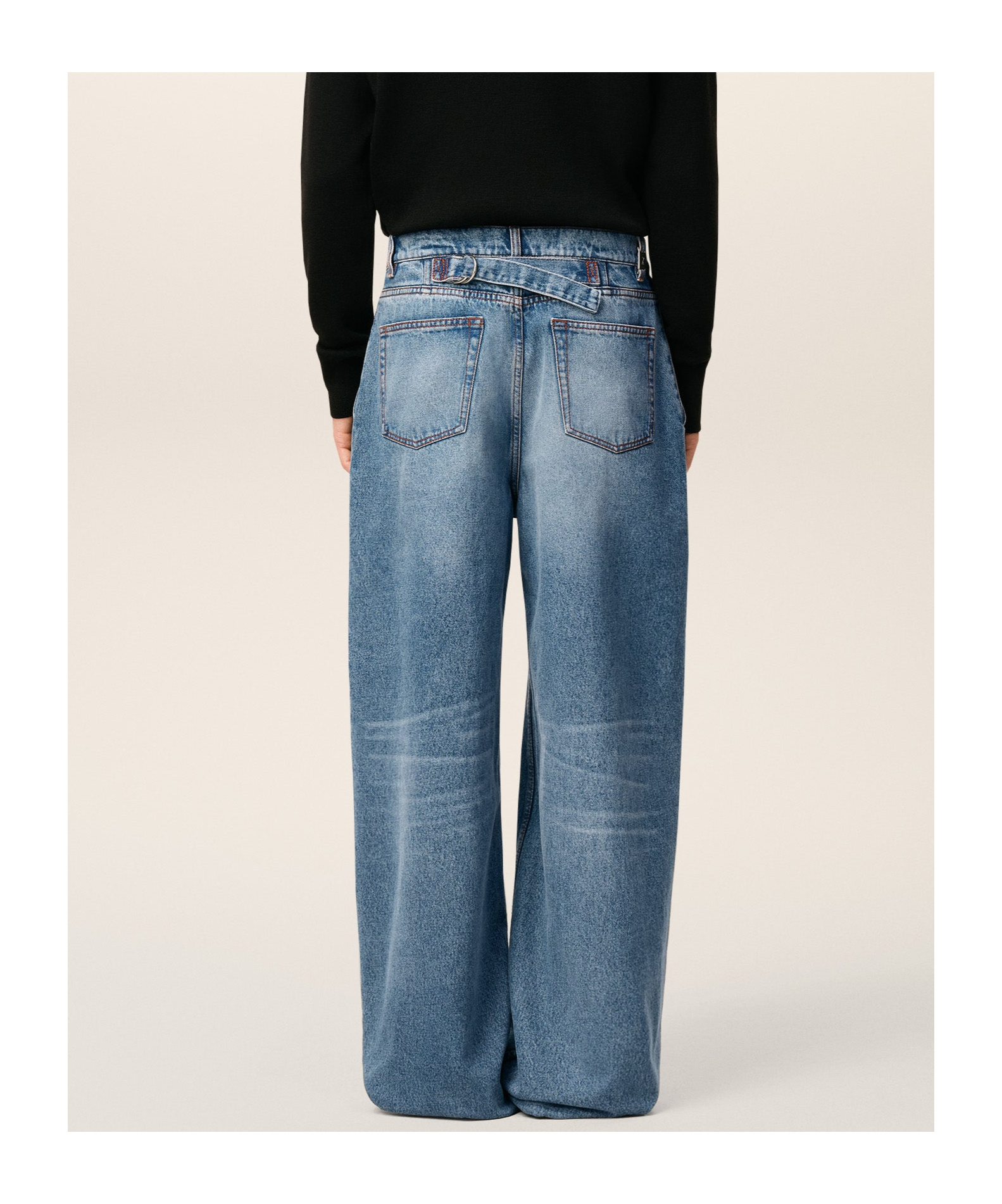 Ami Alexandre Mattiussi Wide Fit Jeans In Used Indigo Denim. In Blue