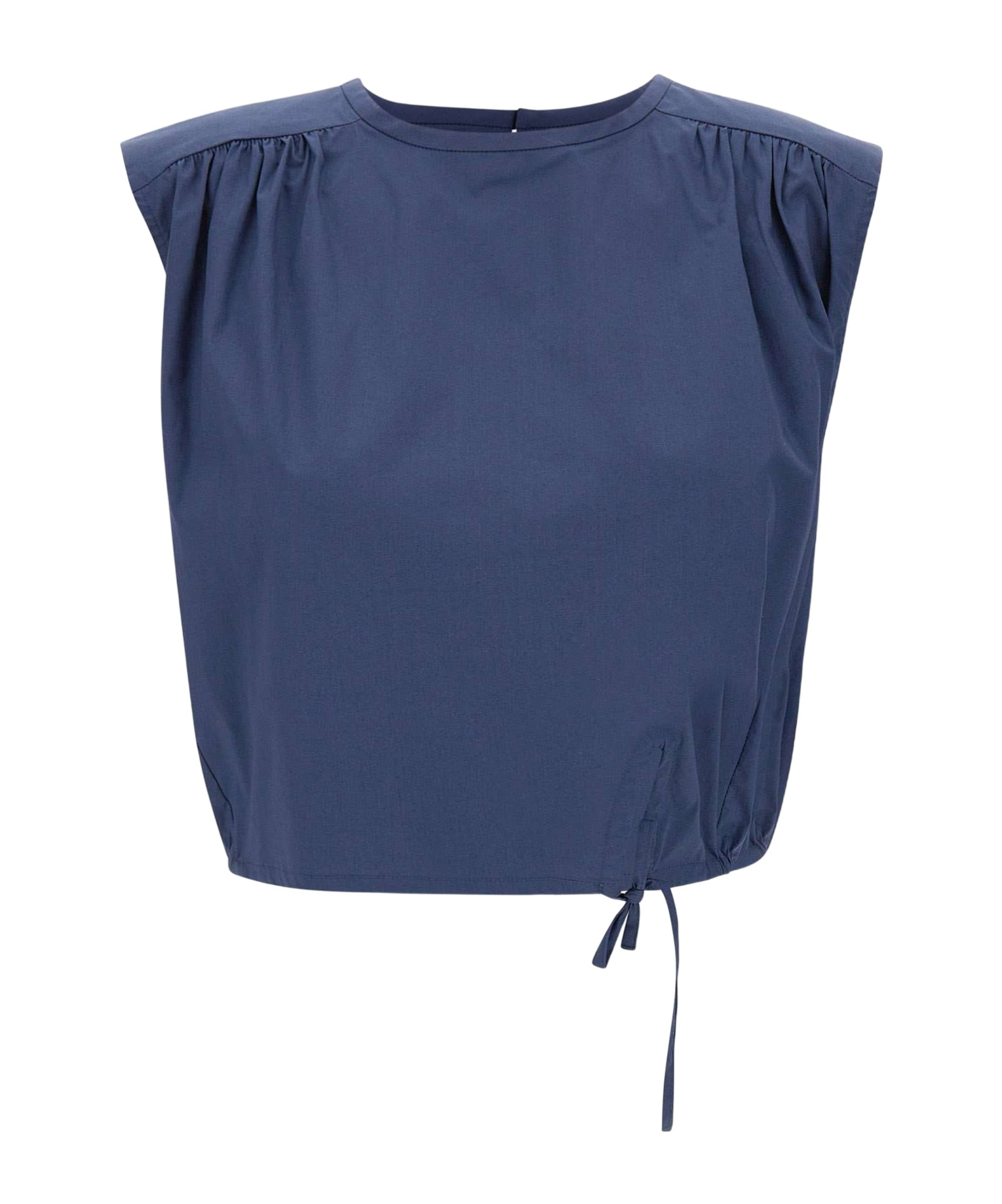 Shop Marella Stretch Cotton Blouse In Blue