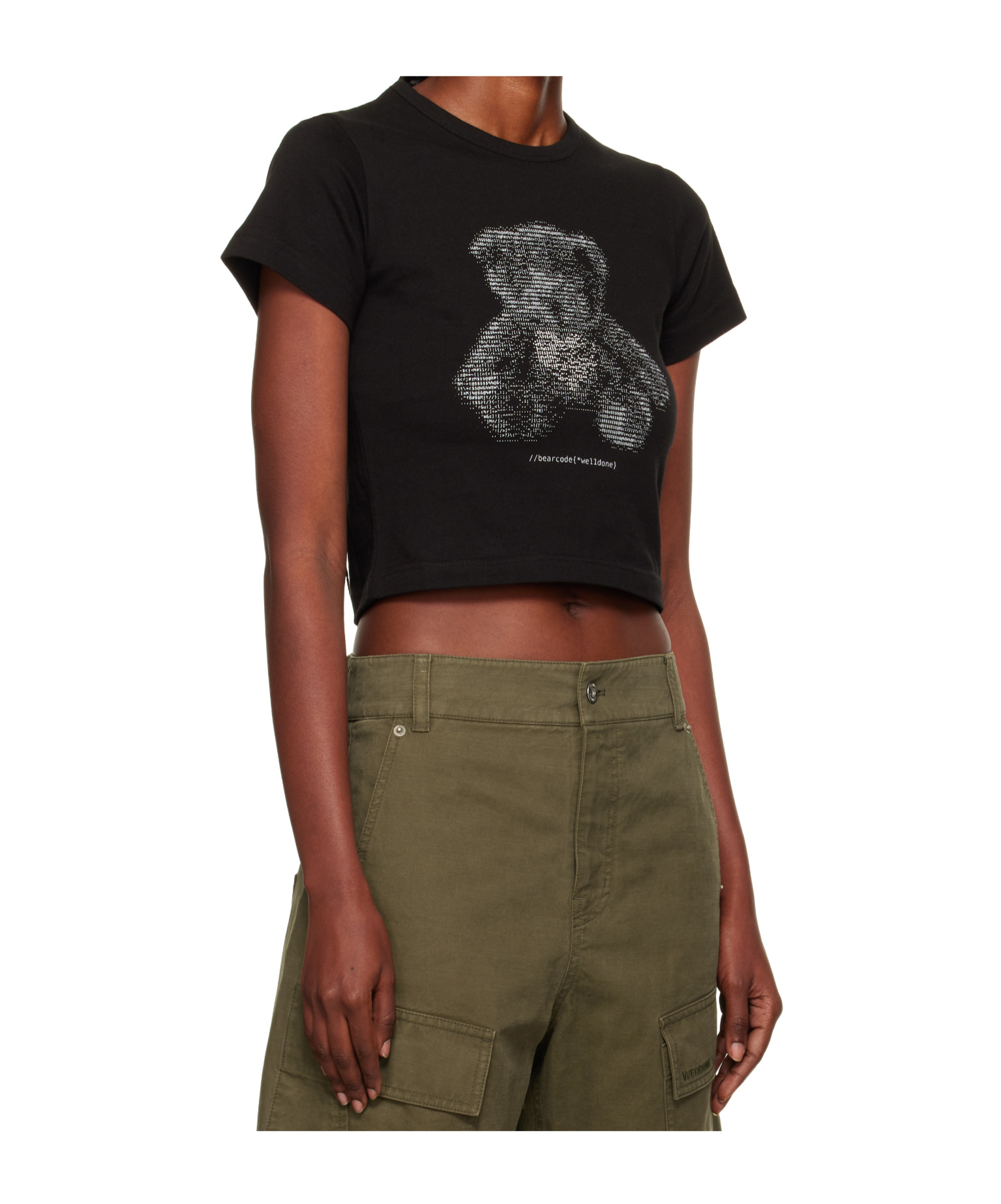We11 Done Womens Bear-print Short-sleeves Cotton-jersey T-shirt Black In Black