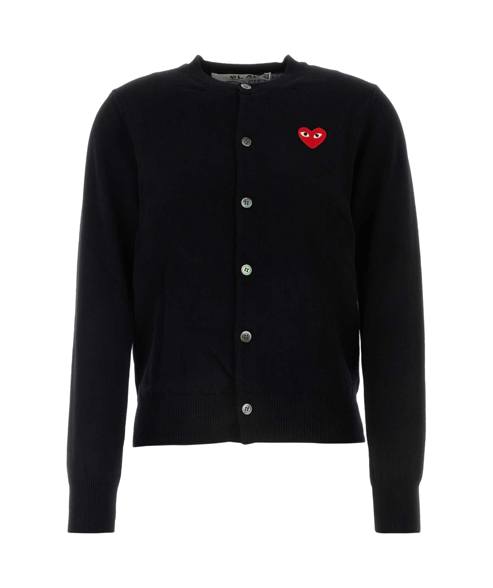 Comme Des Garçons Play Embroidered-logo Cardigan In Black