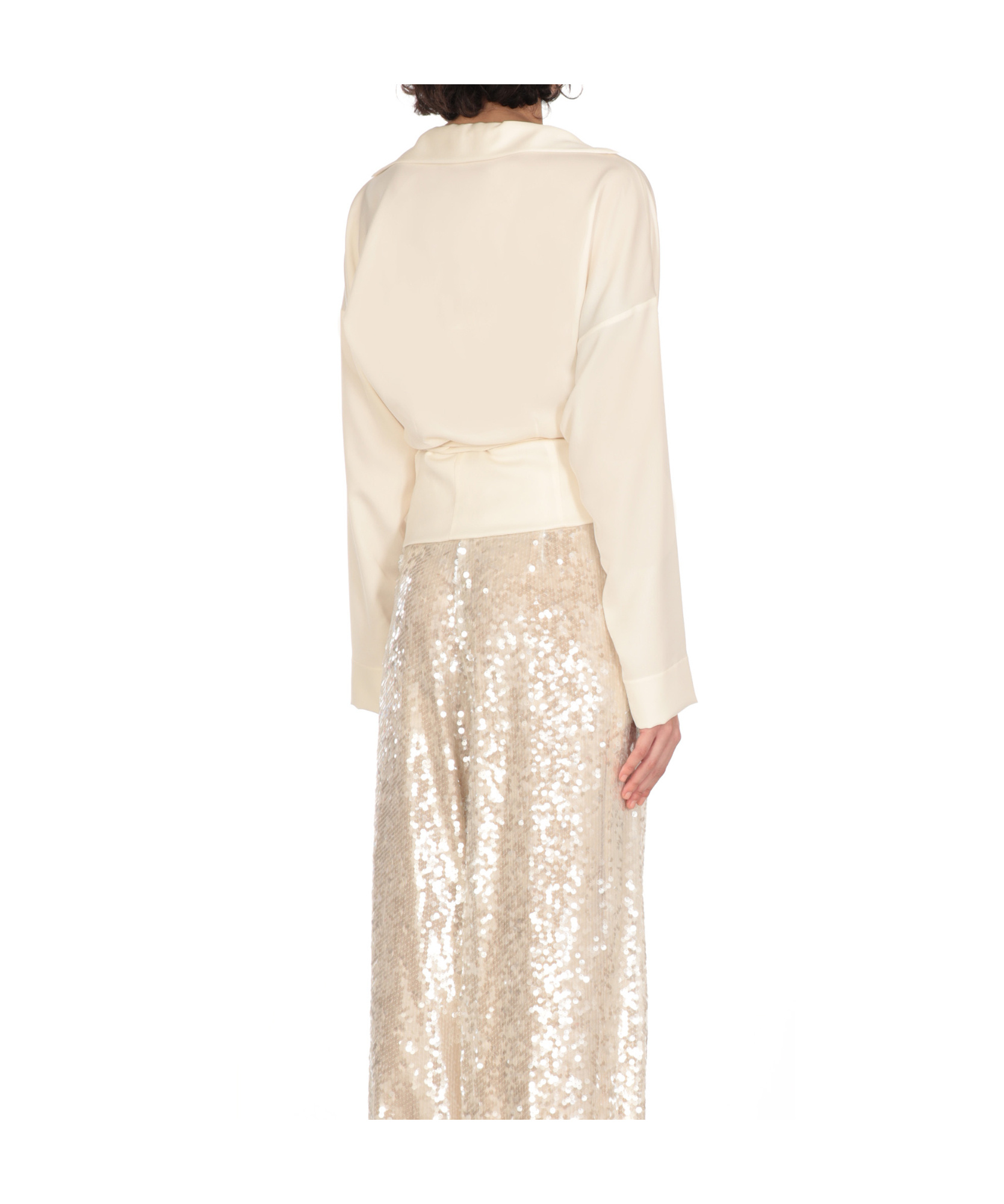 Philosophy Di Lorenzo Serafini Lapel Collar Wrap Top With Tie Detail In White