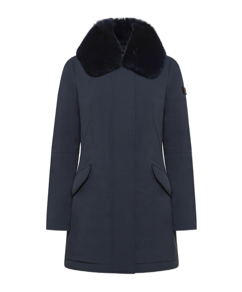 Peuterey Slim Jacket With Fur In Blue