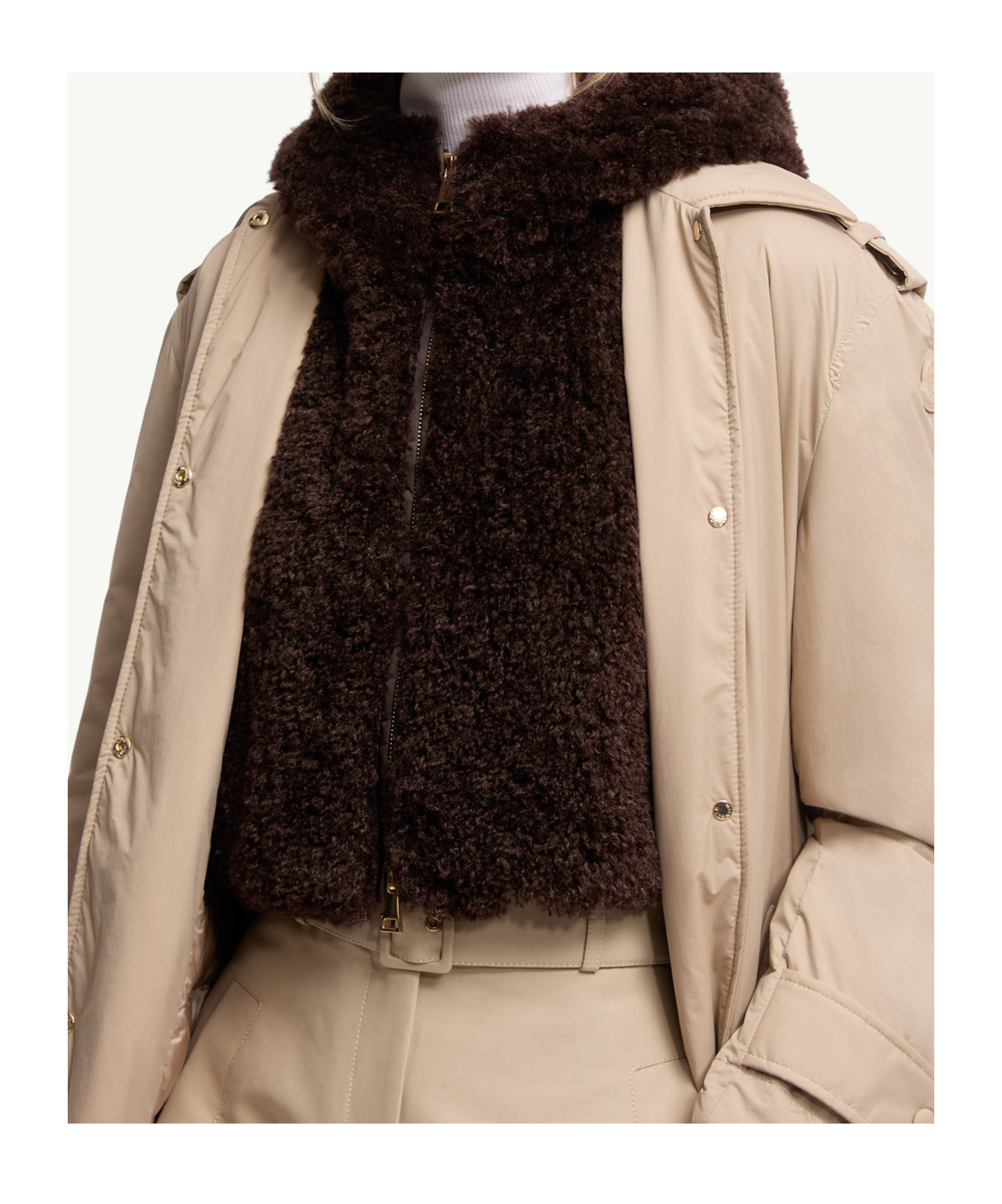 Moncler Hooded Down-filled Teddy Bib In Brown