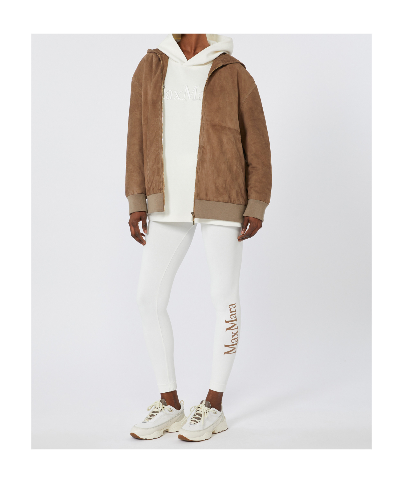 Max Mara Stretch Technical Fabric Leggings In White