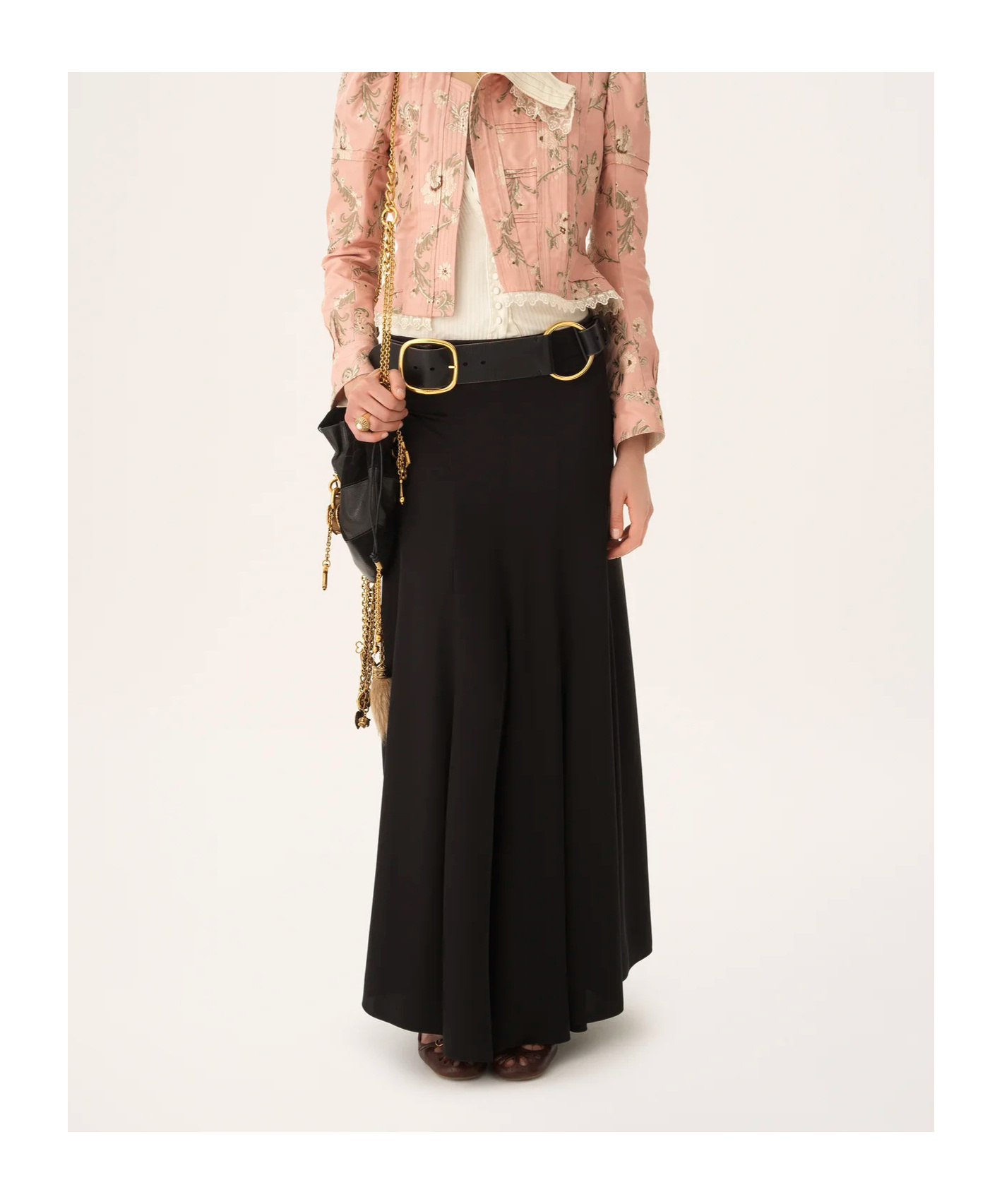 Chloé Fluid Maxi Skirt In Washed Silk Satin In Black