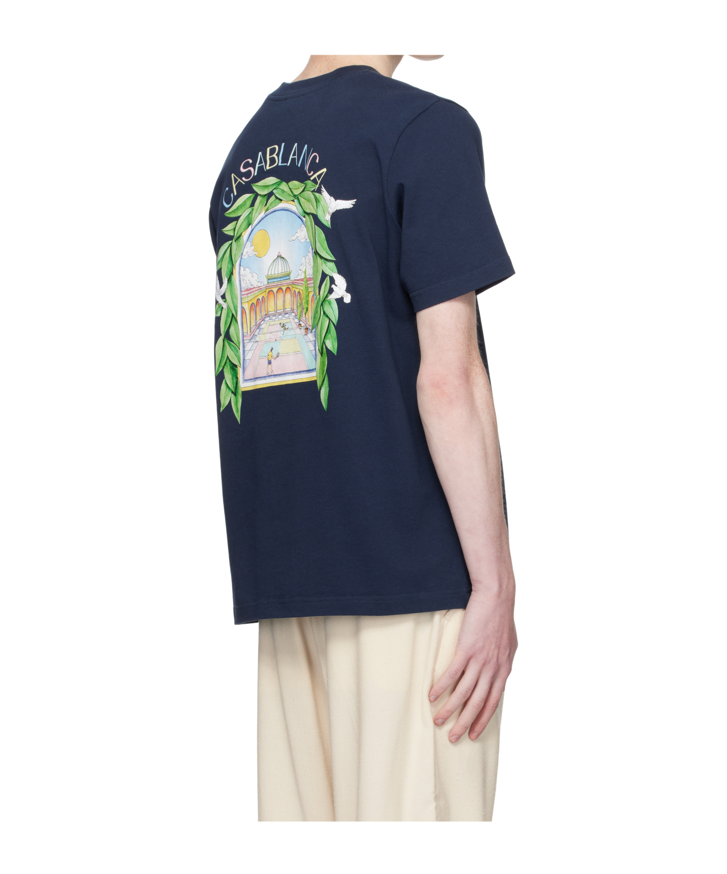 Casablanca Logo Crew Neck T-shirt In Blue