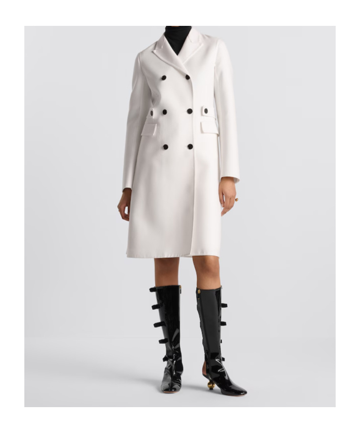 Dior Double-breasted Wool Coat In White