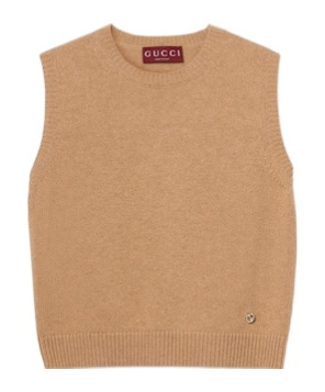 Gucci Sleeveless Knitted Vest In Nude