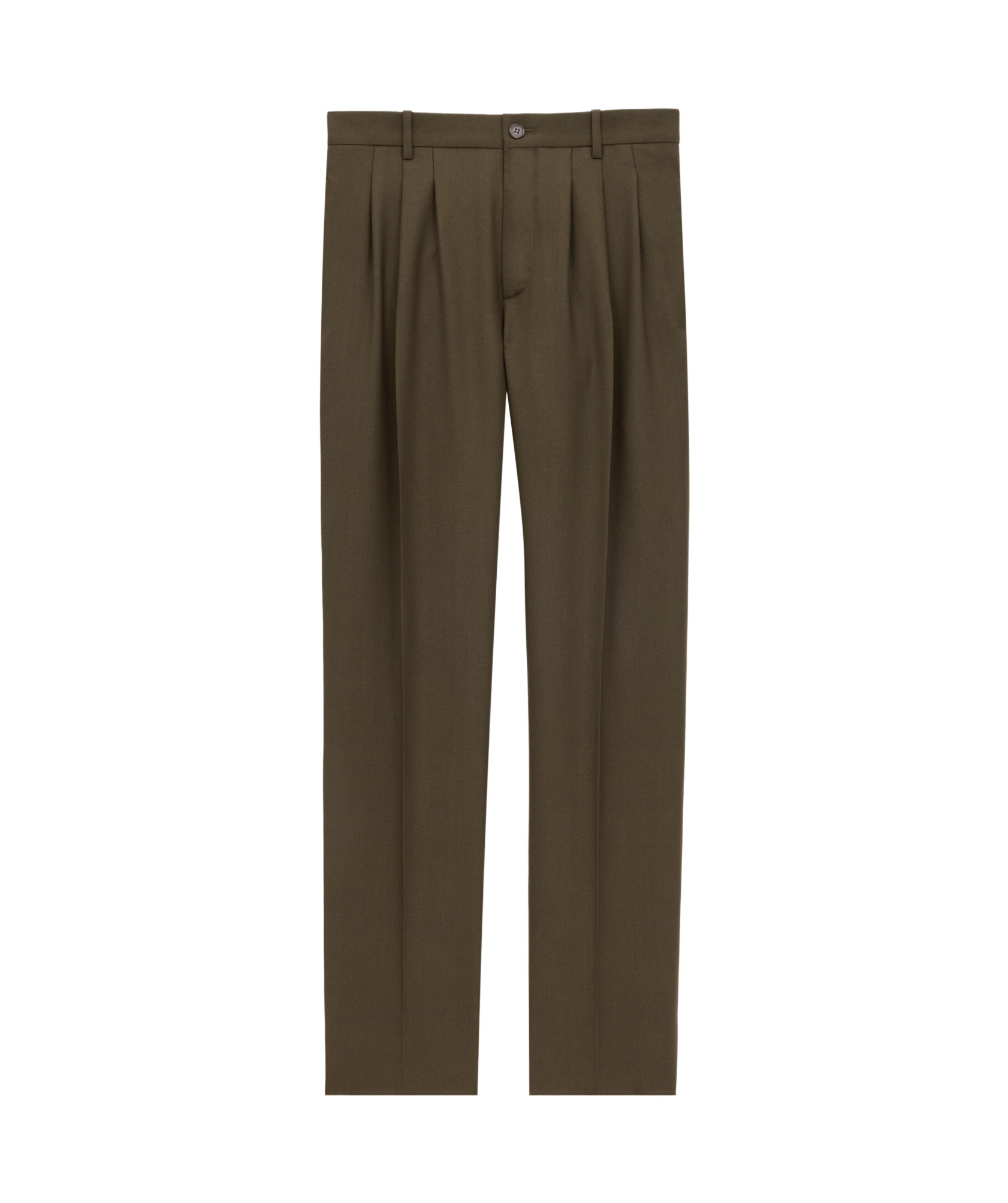 Saint Laurent Wool Gabardine Slacks In Green
