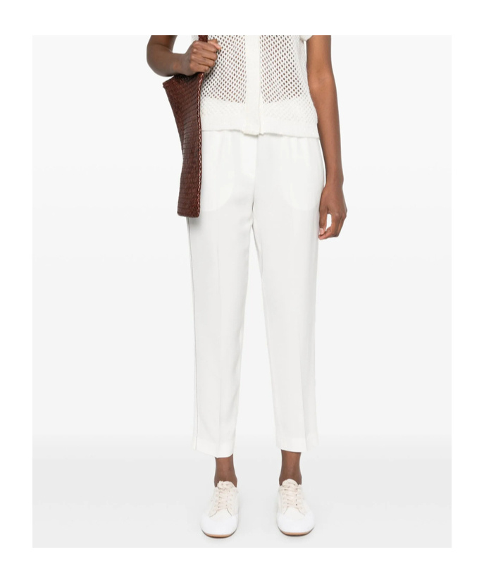 Peserico Beaded-trim Linen Trousers In White