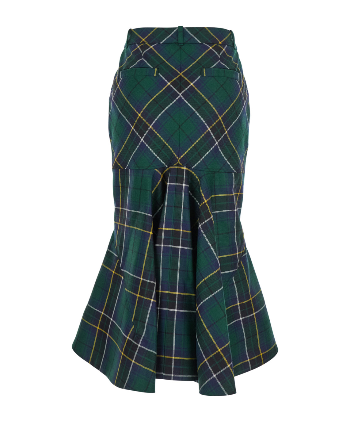 Alexander Mcqueen Wool Tartan Flared Skirt With Belt Loops In Green