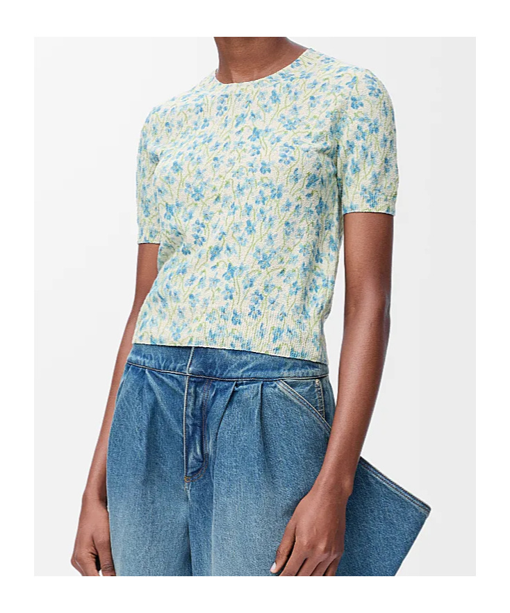 Loewe Embroidered Floral-print Cotton-blend T-shirt In Multi