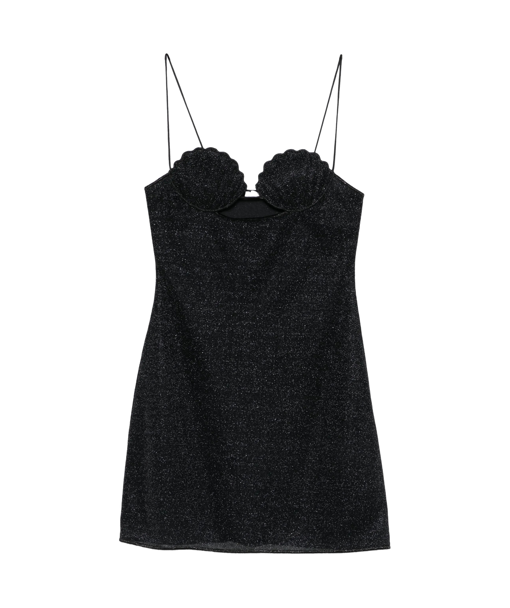 Oseree Shell-detail Glitter-embellished Dress In Black