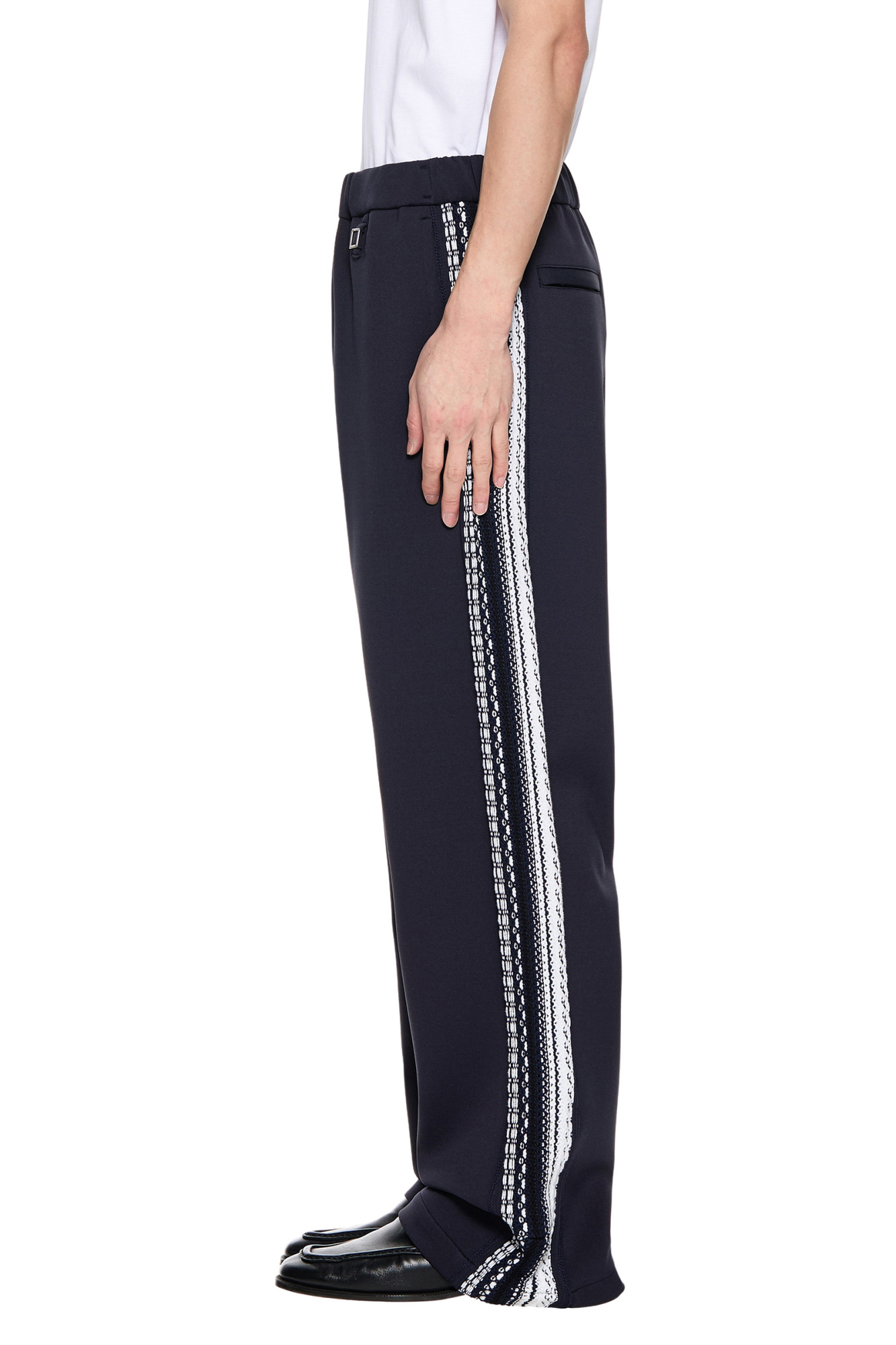 Wooyoungmi Navy Knit Detail Track Pants In Navy Blue