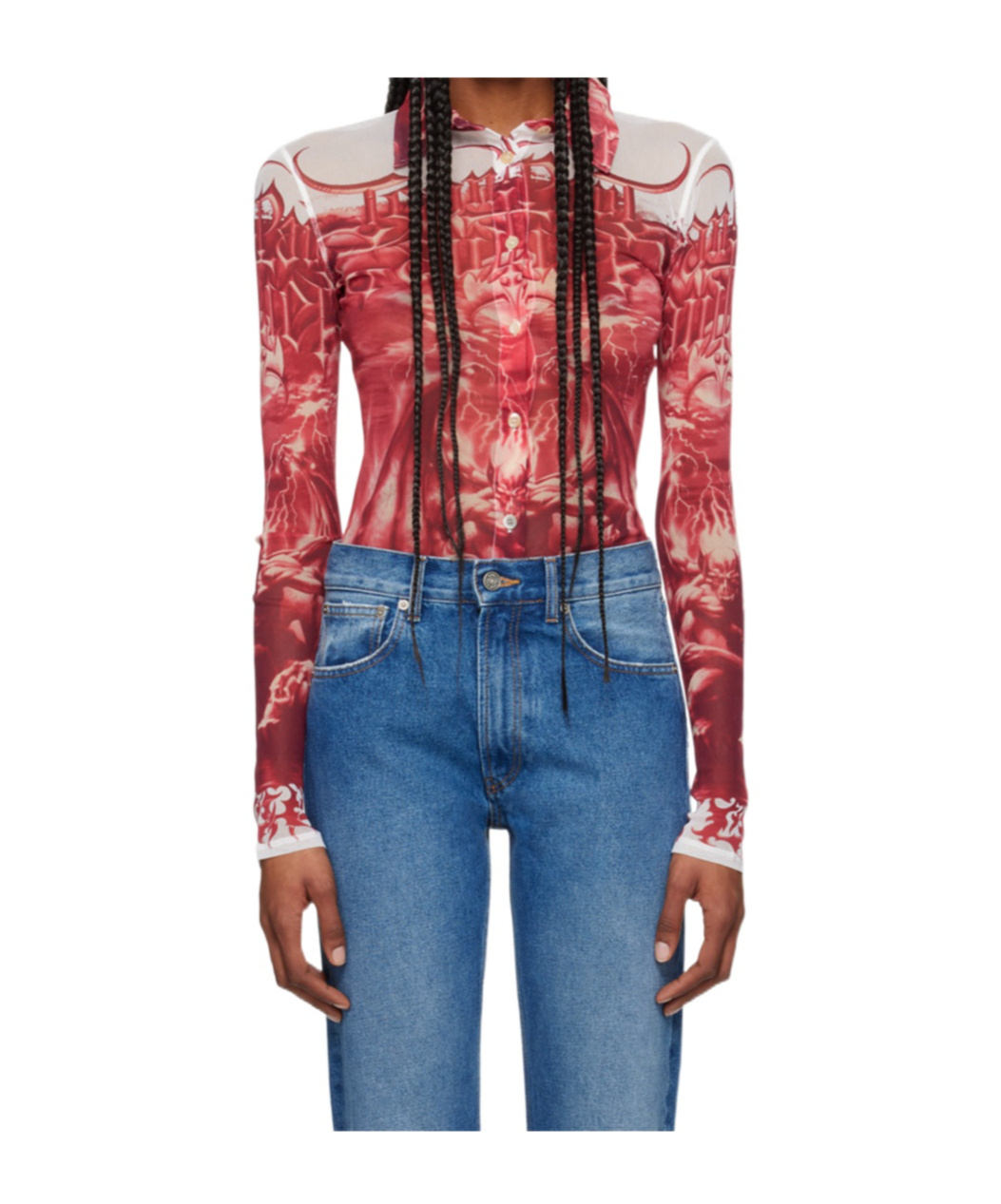 Jean Paul Gaultier Long-sleeved Shirt In Blue