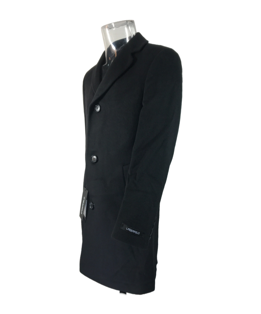 Karl Lagerfeld Lapel Long-sleeved Coat In Black