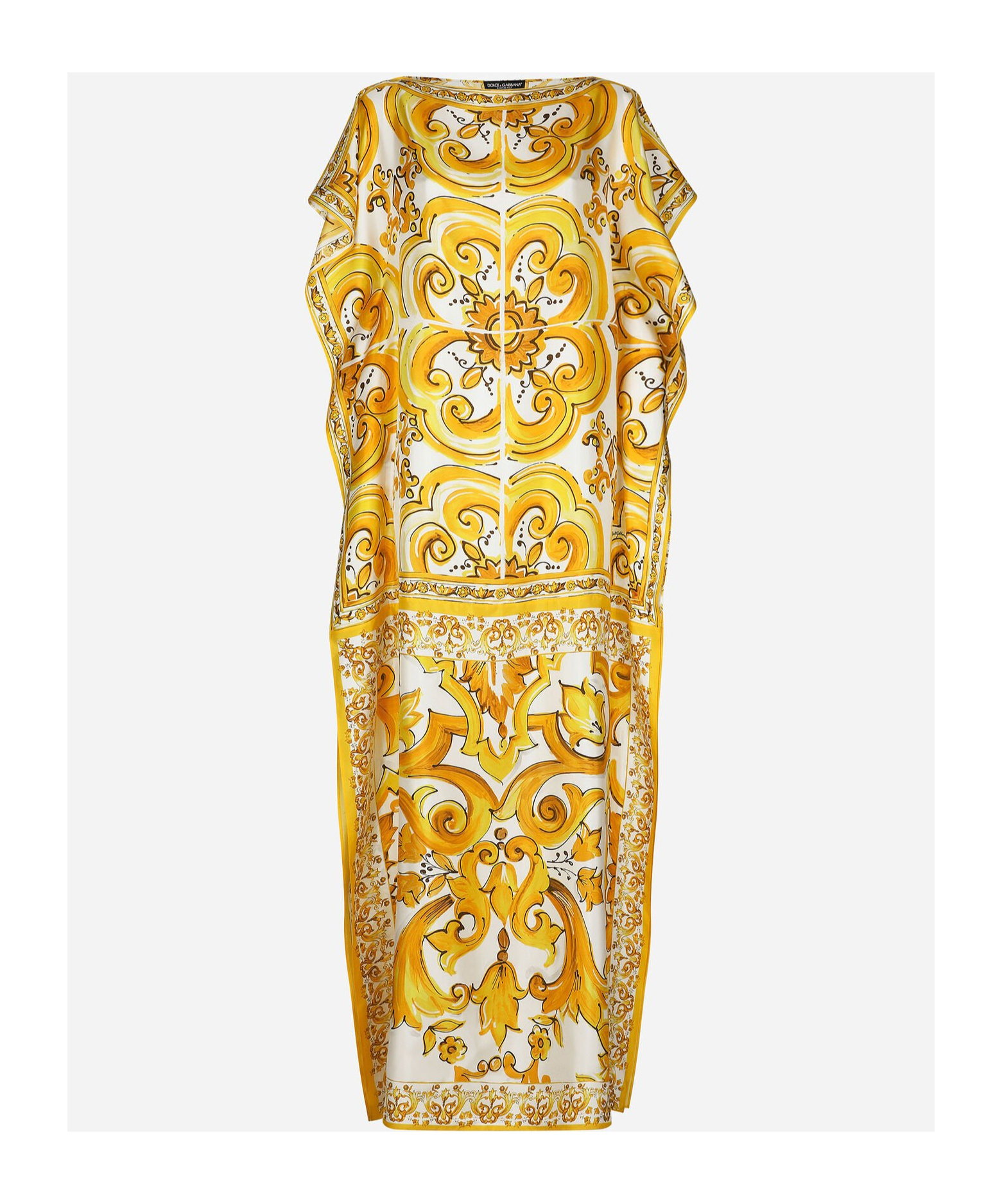 Dolce & Gabbana Yellow Dots Print Silk Maxi Dress In Yellow