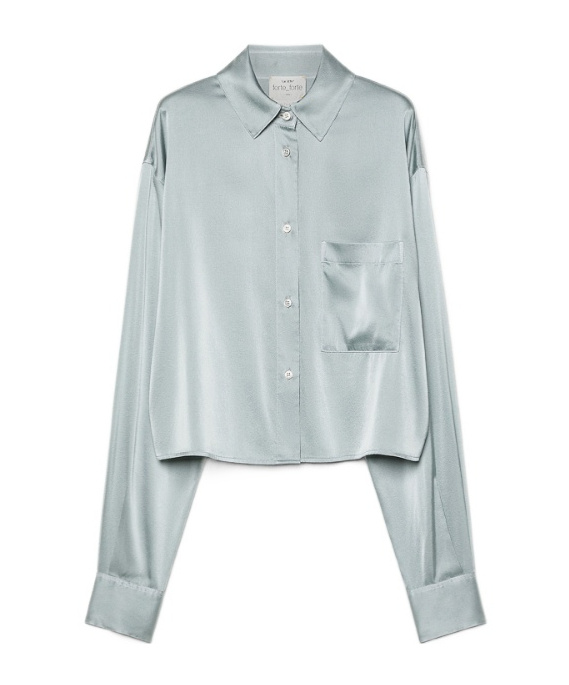 Forte Forte Shirt In Stretch Silk Satin In Gray