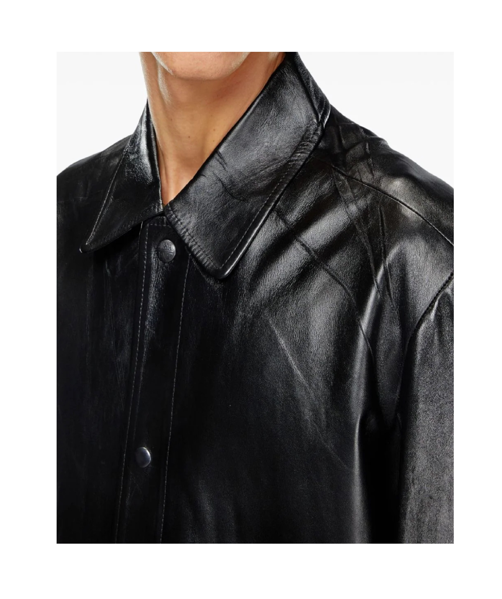 Diesel L-cordier Panelled Leather Jacket In Black