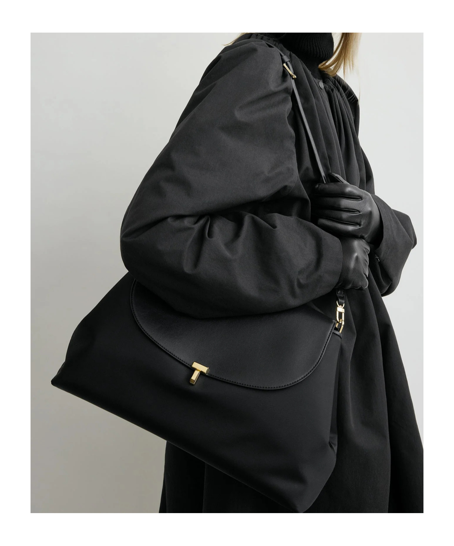 Totême T-lock Nylon Satchel In Black