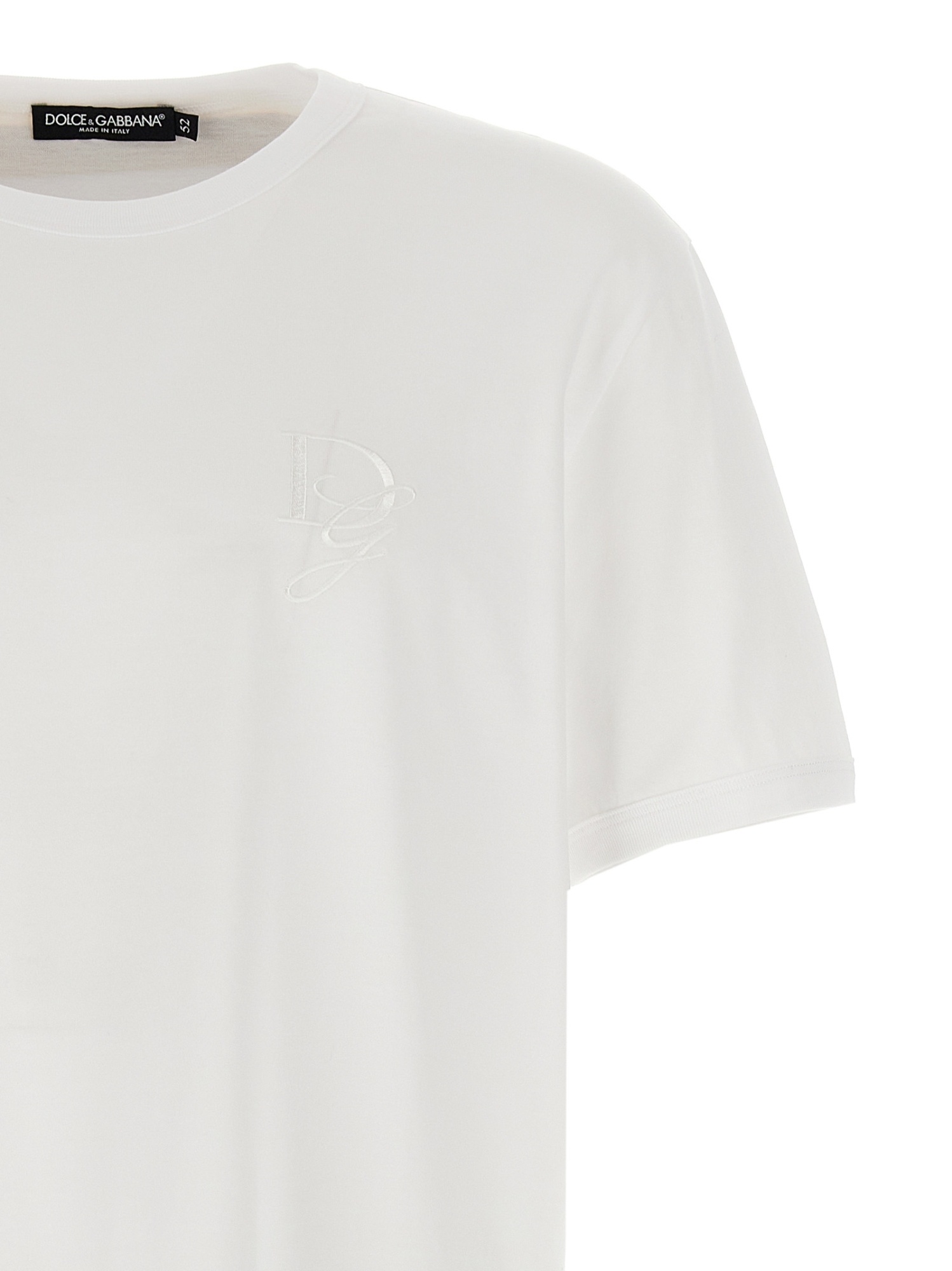 Dolce & Gabbana White Logo Print Cotton Crew Neck T-shirt In White