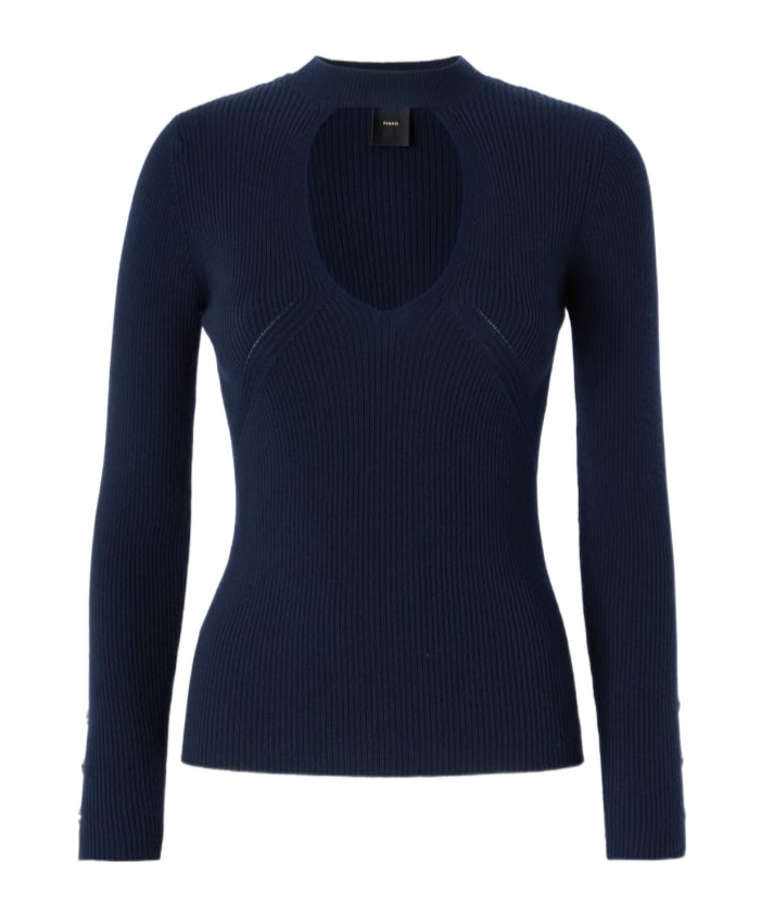 Pinko Ribbed Wool Sweater In Black