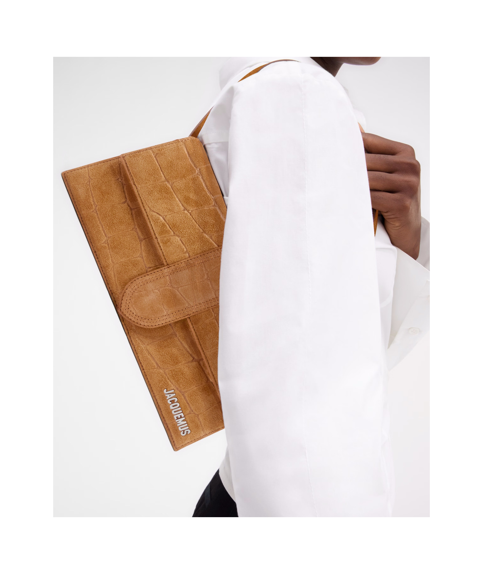 Jacquemus Le Bambino Long Leather Shoulder Bag In Brown