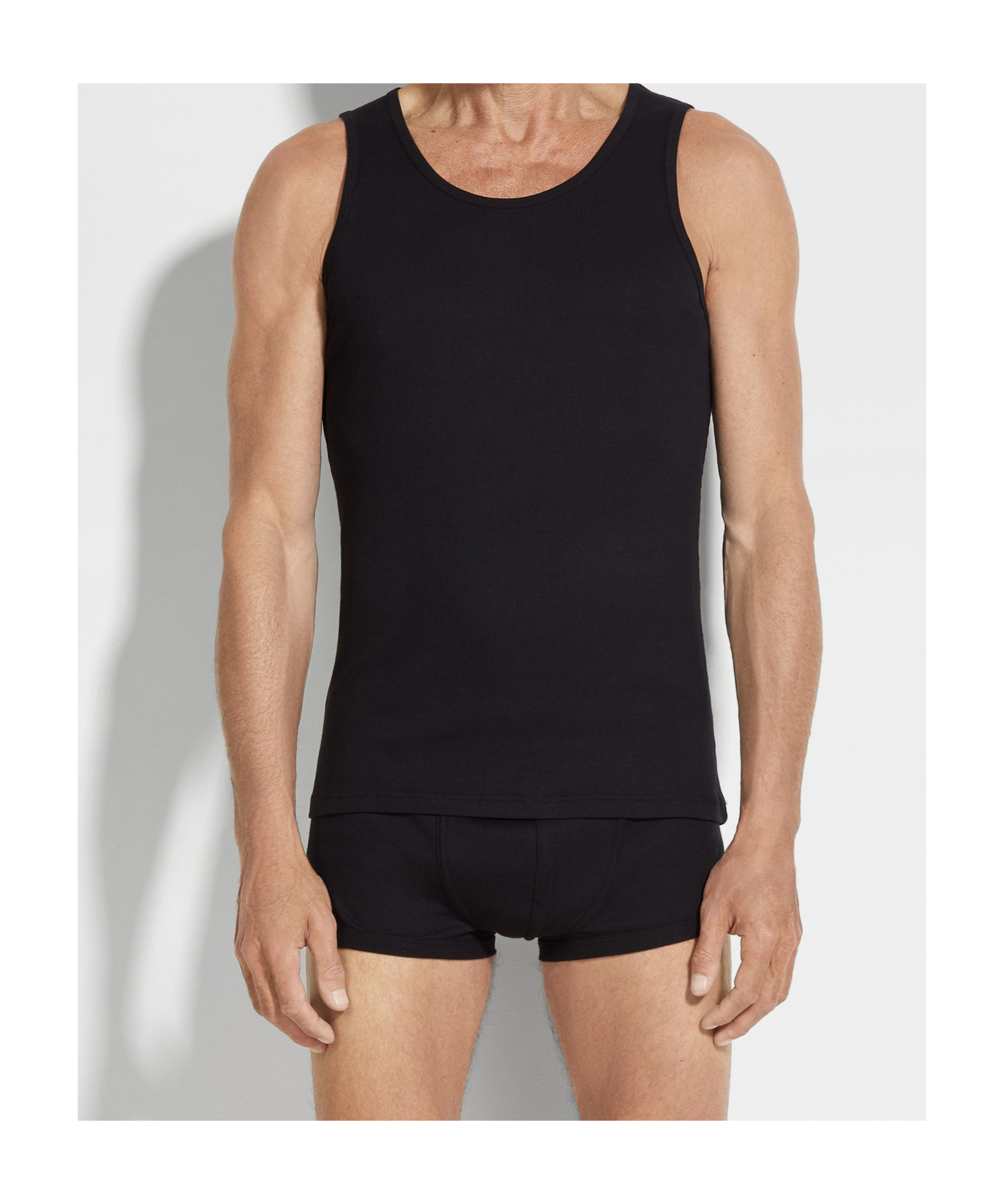 Zegna Black Cotton Blend Tank Top In Animal Print