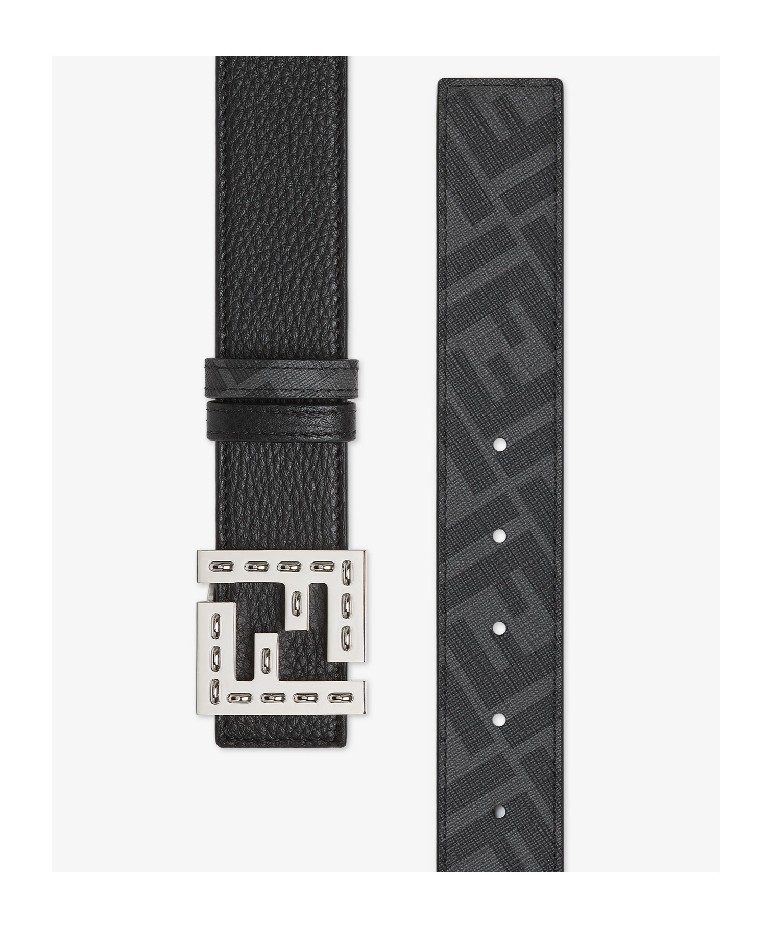 Fendi Ff Reversible Belt In Black