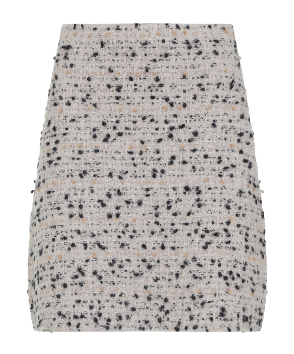 Fabiana Filippi Beige Frayed-knot Donegal Tweed Mini Skirt In Gray