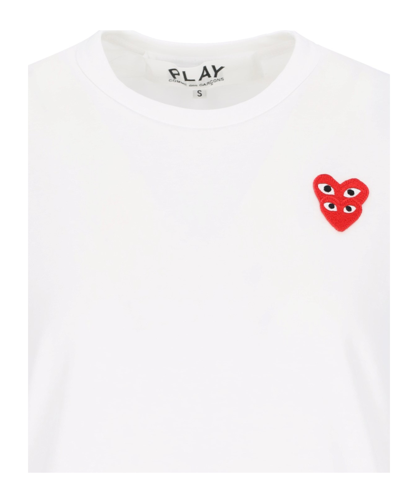 Comme Des Garçons Play White Cotton T-shirt With Crystal Heart In White
