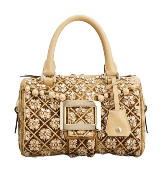 Roger Vivier Belle Vivier Bag In Velvet In Neutral