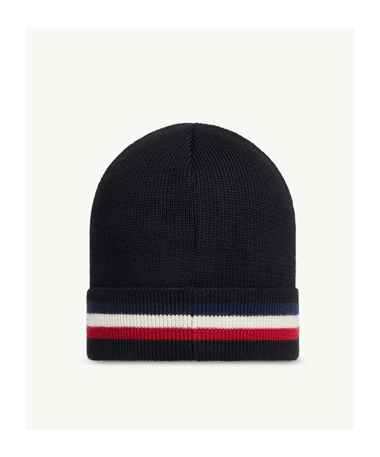 Moncler Tricolour Wool Beanie In Black