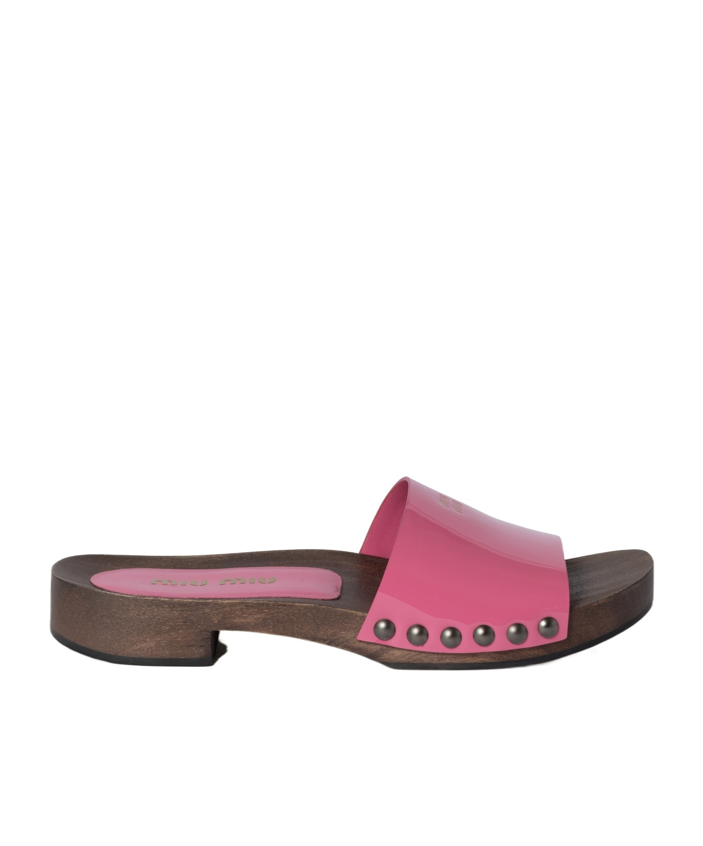 Shop Miu Miu Patent Leather Clogs In Begonia Pink