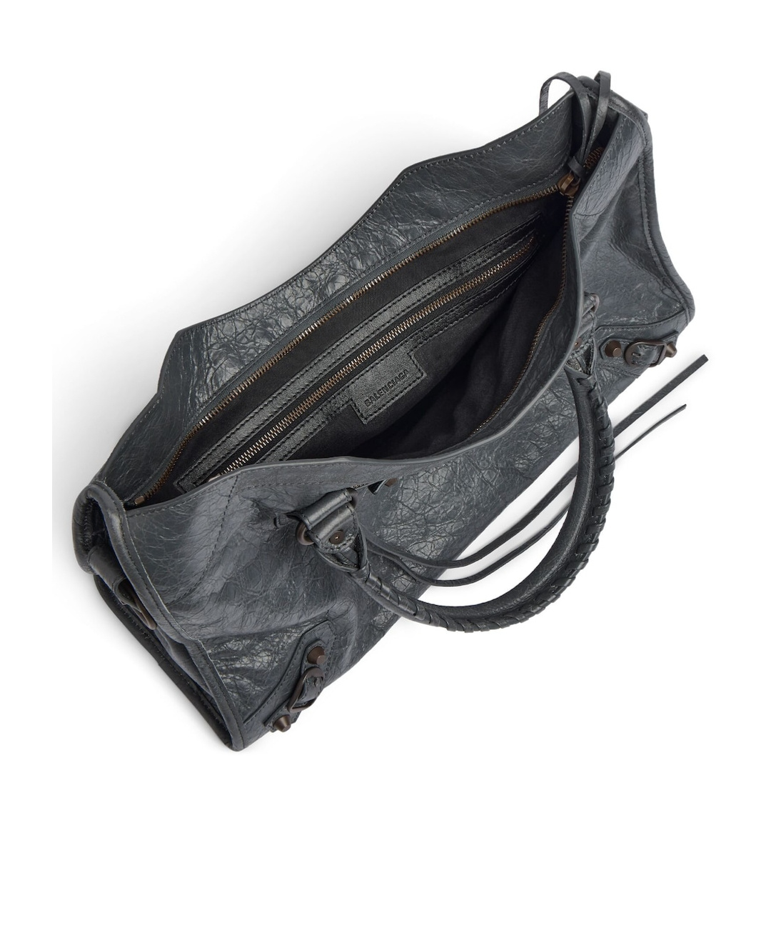 Balenciaga Le City Medium Crinkled Leather Top-handle Bag In Black