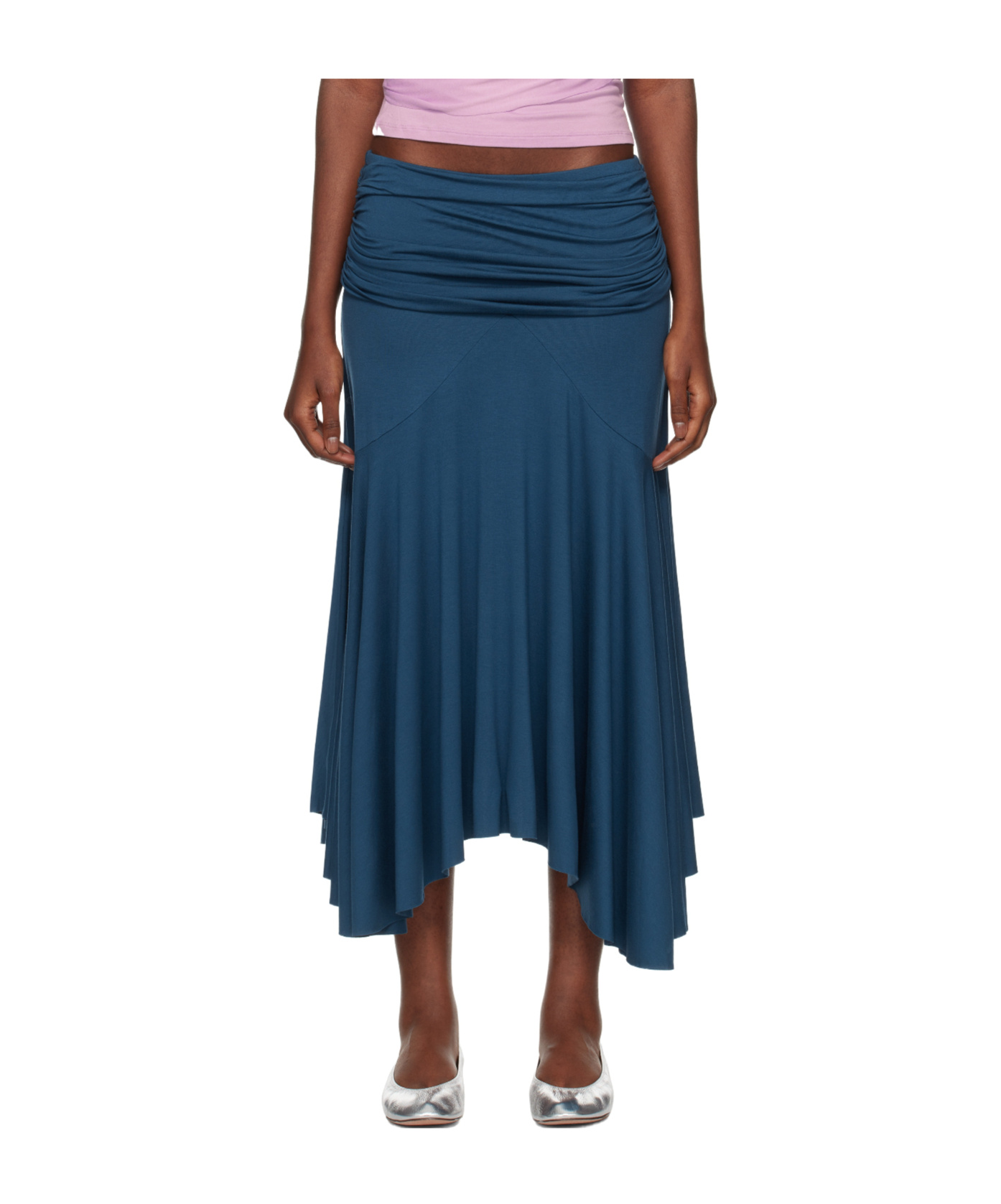 Gimaguas Navy Fortuna Midi Skirt In Blue