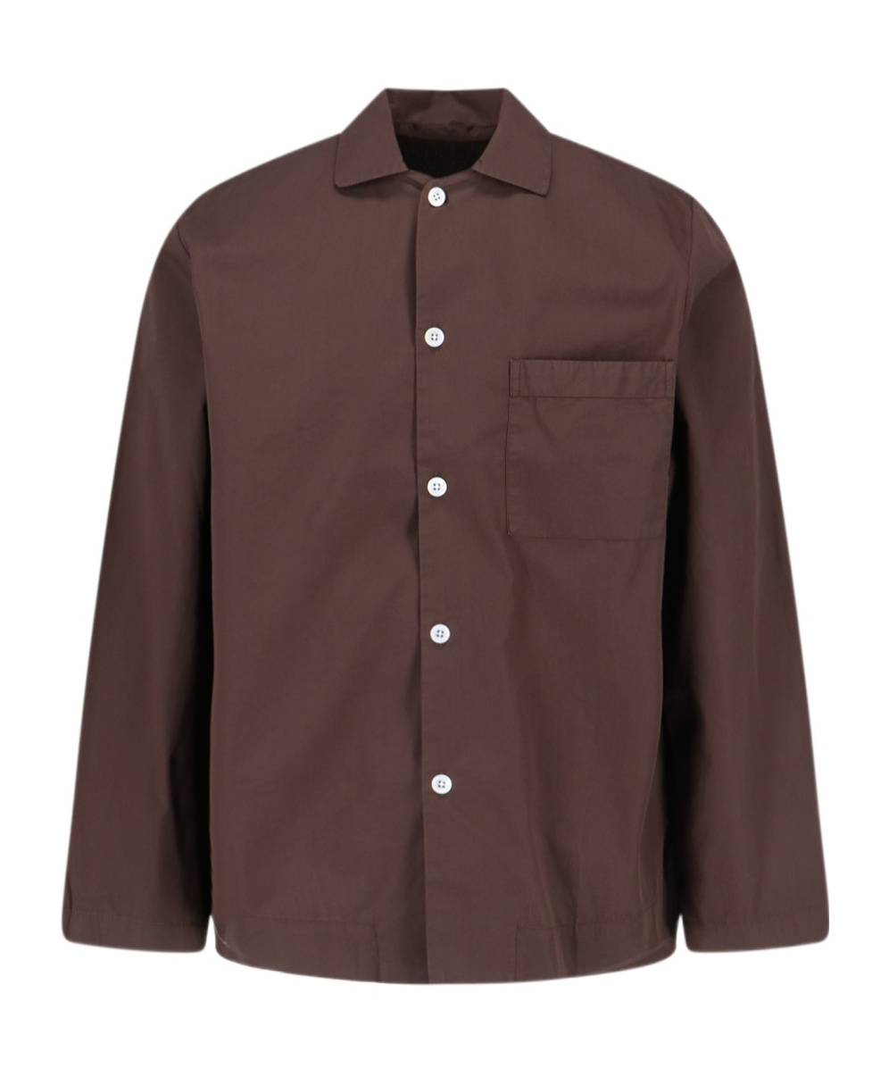 Tekla Brown Pyjama Shirt In Brown