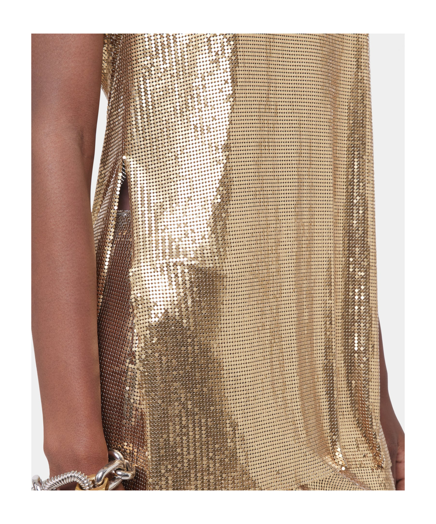 Rabanne Paco Haut Mini Mesh Printed Recto Verso In Nude