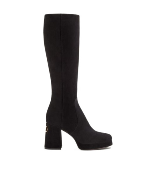 Valentino Garavani Fawcette Platform Boot In Crust Leather 90mm Woman Black 39.5 In Black