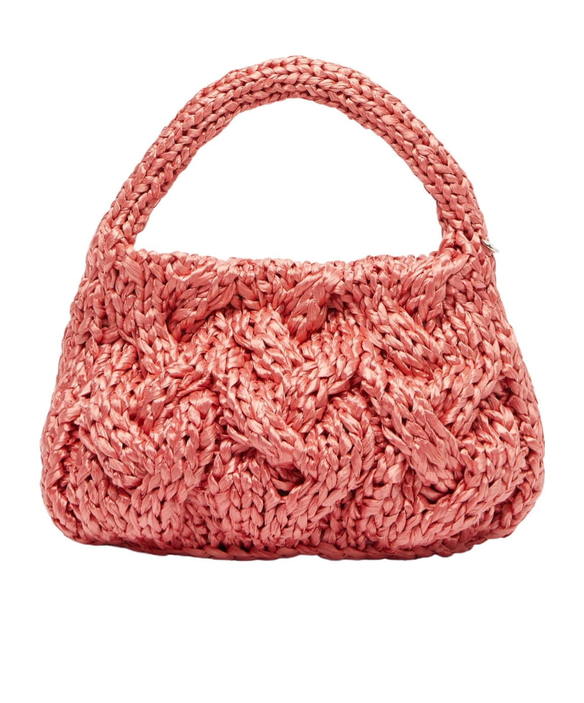 Jw Anderson Cable-knit Leather-trimmed Raffia Tote Bag In Bubblegum