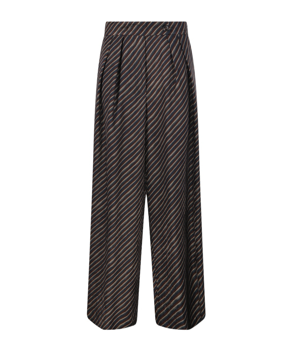 Dries Van Noten Striped Straight-leg Pants In Brown