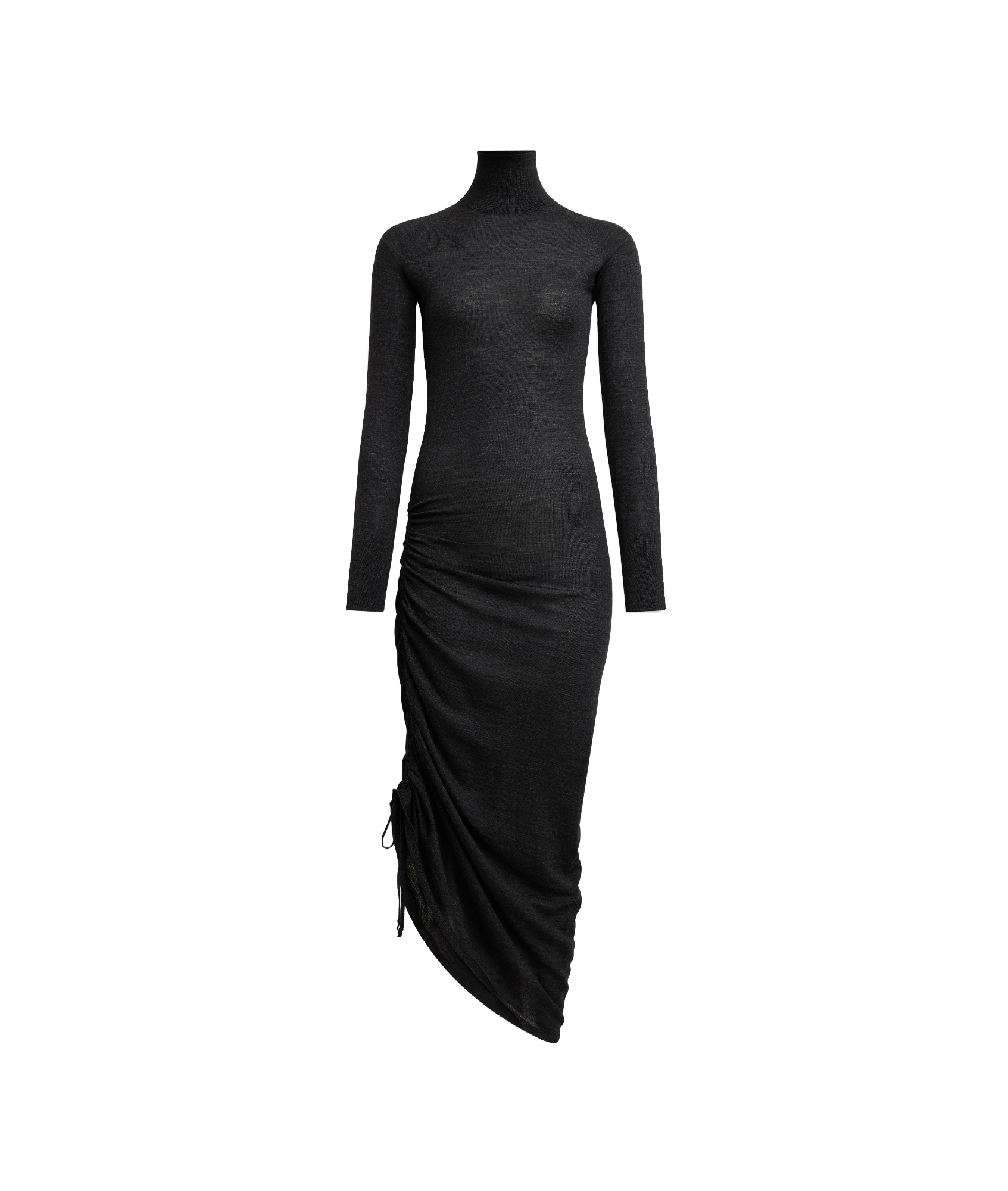 Shop Alaïa Wool High-neck Dress In Black