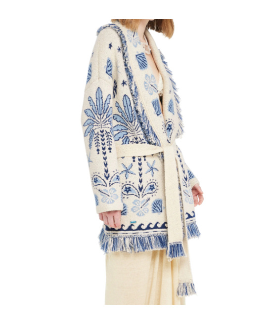 Alanui Echoes Of The Island Wool And Cotton Cardigan In Neutral