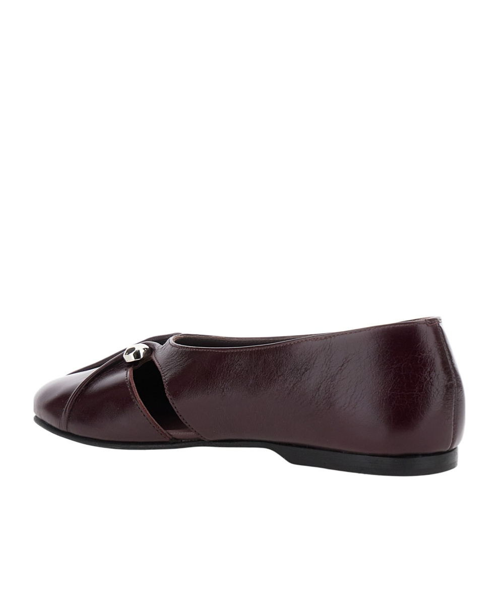 Alohas 'ravena' Bordeaux Ballet Shoes With Decorative Plaque On The Front
